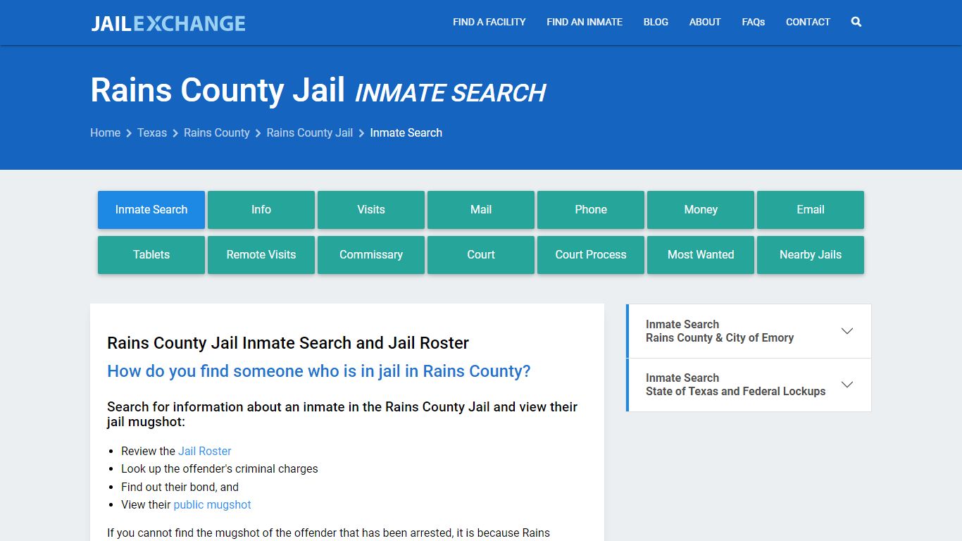 Inmate Search: Roster & Mugshots - Rains County Jail, TX - Jail Exchange